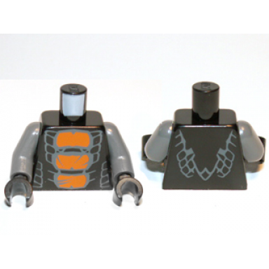 black torso ninjago snake with orange scales pattern bytar dark bluish gray arms black hands