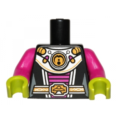 torso alien female shoulder armor and belt with ufo pattern magenta arms lime hands