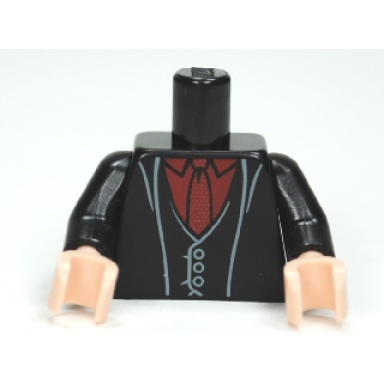 black torso harry potter long coat and vest dark red shirt and tie pattern black arms light nougat hands