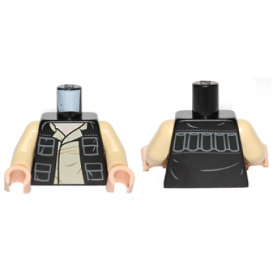 black torso sw vest open with pockets over tan layered shirt with collar light nougat neck pattern tan arms light nougat hands