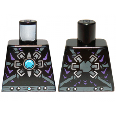 torso armor with dark bluish gray belts dots star and blue round jewel chi pattern