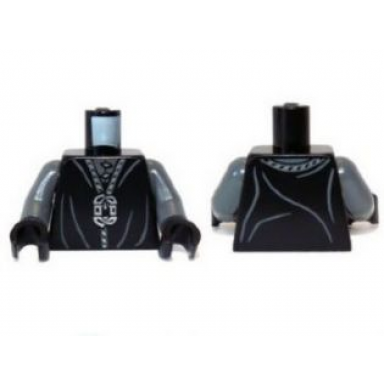 black torso lotr robe with dark bluish gray folds and silver chain pendant and 2 clasps pattern dark bluish gray arms black hands