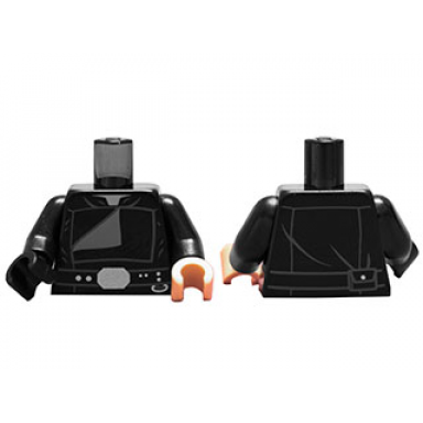 black torso sw jedi robe belt with silver accessories dark bluish gray creases and folded front pattern black arms light nougat hand left black hand right