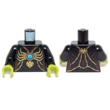 black torso chima gold chains and large spider pendant with dark azure round jewel chi pattern black arms lime hands