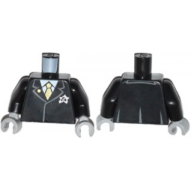 black torso agents suit with ultra agents logo and gold tie pattern black arms light bluish gray hands