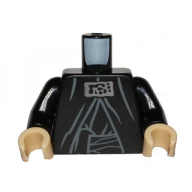 black torso sw sith robe with silver neck adornment belt tied on right pattern palpatine black arms tan hands