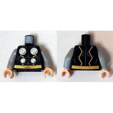 black torso armor with silver circles and gold belt pattern thor light bluish gray arms light nougat hands
