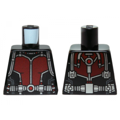torso ant-man dark red body suit with silver trim and shoulder belts pattern