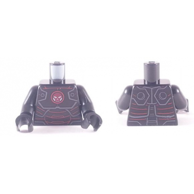 black torso iron skull with hydra logo pattern black arms black hands