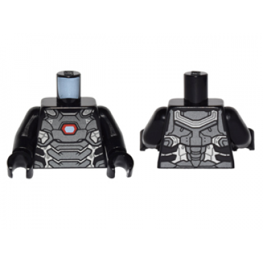 black torso pearl dark gray and silver armor plates with white and red reactor pattern black arms black hands