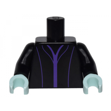 black torso female dress with dark purple trim and seams pattern black arms light aqua hands