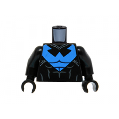 black torso batman nightwing blue outfit and muscles pattern black arms black hands