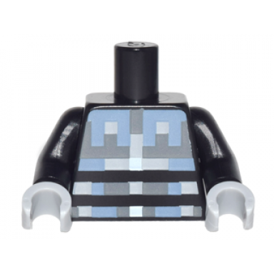 black torso pixelated light bluish gray sand blue and silver armor pattern black arms light bluish gray hands
