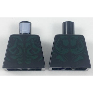 torso alien with dark green armor scales pattern