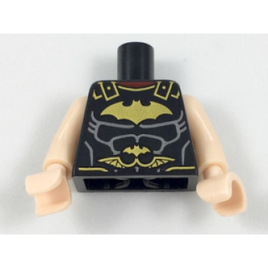 black torso batman logo with muscles and roman breastplate pattern light nougat arms light nougat hands