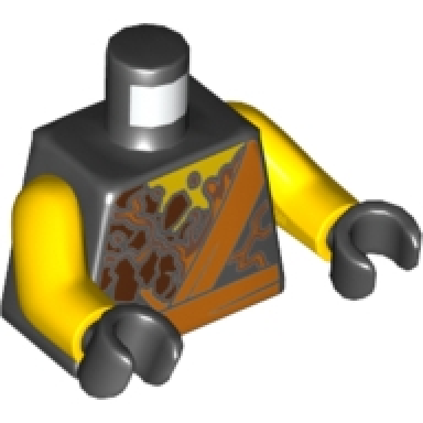 black torso breaking rocks and orange sash pattern earth ninja yellow arms black hands