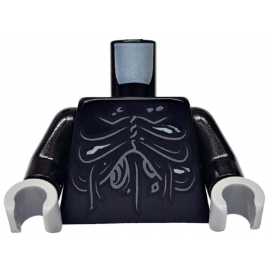 black torso cascading folds with sores and drainage pattern black arms light bluish gray hands