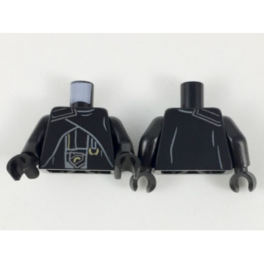 black torso hylobon armor with dark bluish gray and gold details pattern black arms black hands