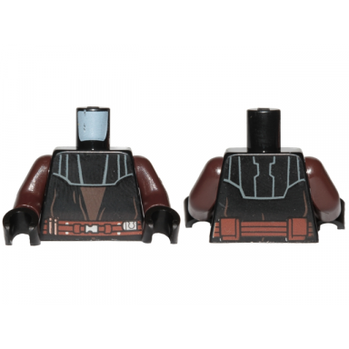black torso sw layered vest with detailed belt print front and back pattern anakin clone wars dark brown arms black hands
