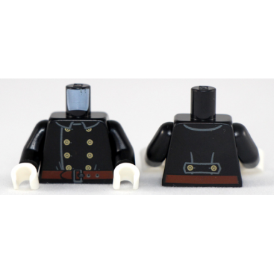 black torso fire uniform 8 gold buttons and brown belt pattern black arms white hands