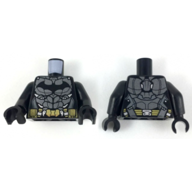 black torso armor with black bat logo pearl dark gray breastplate gold utility belt pattern black arms black hands