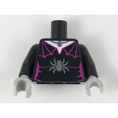 black torso female outline with magenta spider web trim necklace dark bluish gray spider pattern bam black arms light bluish gray hands