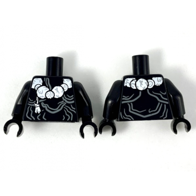 black torso ninjago white stone beads necklace with tassel dark bluish gray contour lines pattern black arms black hands