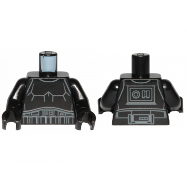 black torso sw armor stormtrooper detailed armor without shoulder belts dark bluish gray and silver lines pattern black arms black hands