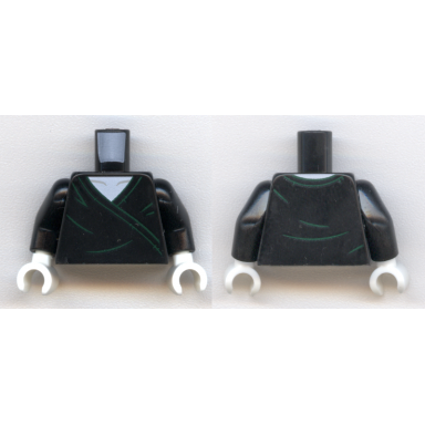 black torso harry potter voldemort with dark green robe lines and back print pattern black arms white hands