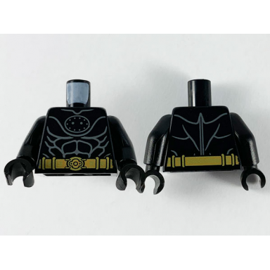 black torso armor dark bluish gray muscle contours and gold utility belt pattern black arms black hands