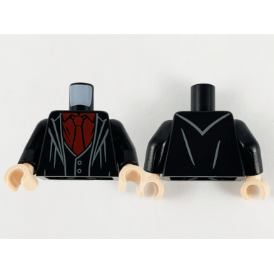 black torso robe and vest dark red shirt and tie pattern black arms light nougat hands