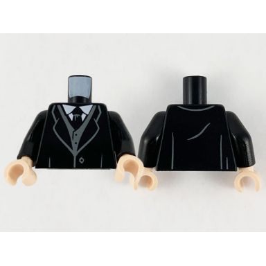 black torso coat and tie white shirt and dark bluish gray vest pattern black arms light nougat hands