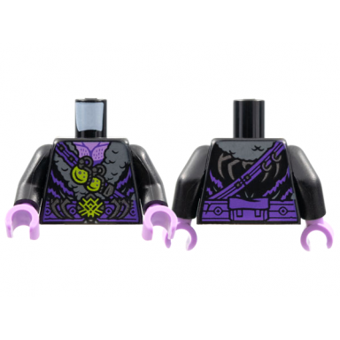 black torso fur coat dark bluish gray collar dark purple belt lime buckle and grenades pattern black arms medium lavender hands