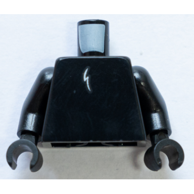 black torso white lightning bolt pattern black arms black hands