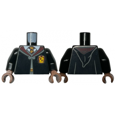 black torso hogwarts robe clasped with gryffindor crest sweater shirt and tie pattern black arms medium brown hands
