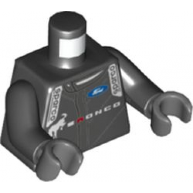 black torso racing suit with ford and sparco logos bronco and horse front and back pattern black arms dark bluish gray hands