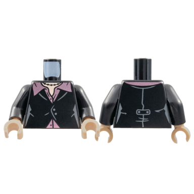 black torso female jacket light nougat neck black necklace metallic pink shirt pattern black arms light nougat hands
