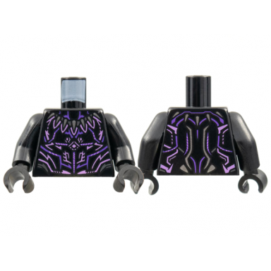 black torso armor with dark purple and lavender trim pearl dark gray claw necklace pattern black arms black hands