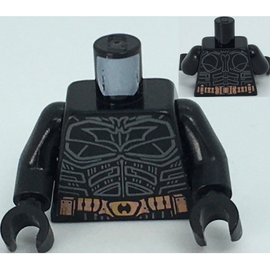 black torso batman logo with body armor outline detailed copper belt pattern black arms black hands