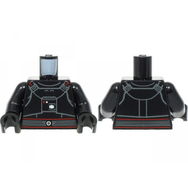 black torso armor with red and white dots red outlined belt pattern sw moff gideon black arms black hands