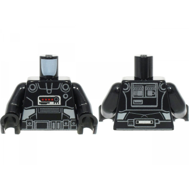 black torso sw armor dark trooper with silver lines and belt red squares and light bluish gray panels pattern black arms black hands