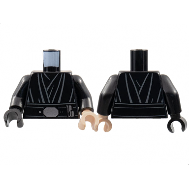black torso tunic dark bluish gray contour lines large silver buckle and lightsaber clip pattern black arms light nougat hand left black hand right