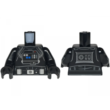black torso sw tie pilot life support system tubes belt with buckle boxes and dot creases on back pattern black arms with imperial logo pattern black hands