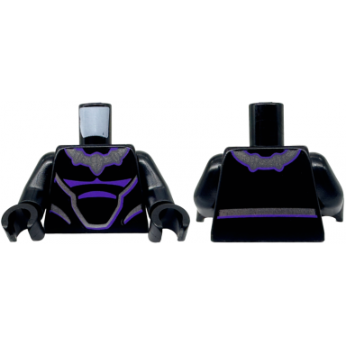 black torso dark purple and silver markings and outlines pattern black arms black hands