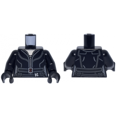 black torso female suit with silver zipper dark bluish gray belt with dark red buckle light nougat neck pattern black arms black hands