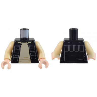 black torso sw vest open with pockets over tan shirt with collar pattern tan arms light nougat hands