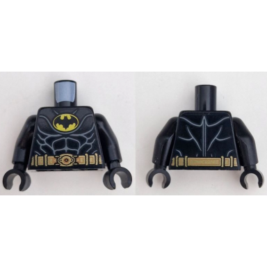 black torso batman logo dark bluish gray armor contour lines gold utility belt pattern black arms black hands