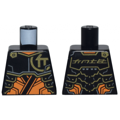 torso armor plates over orange tunic gold trim and ninjago logogram letter c cole on back pattern