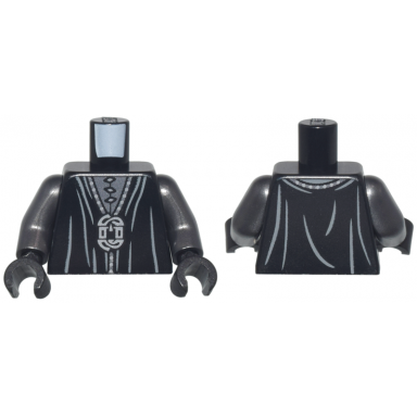 black torso robe with dark bluish gray folds and silver chain pendant and 3 clasps pattern pearl dark gray arms black hands