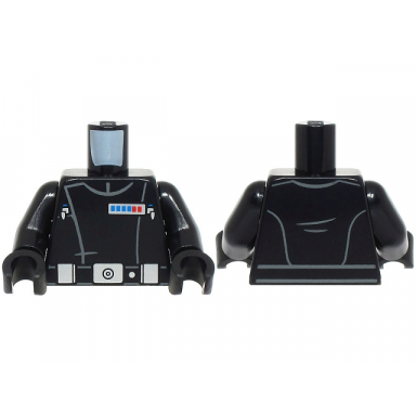 black torso sw imperial officer 20 belt with silver buckle dot and 2 boxes blue and red rank badge 2 code cylinders pattern black arms black hands